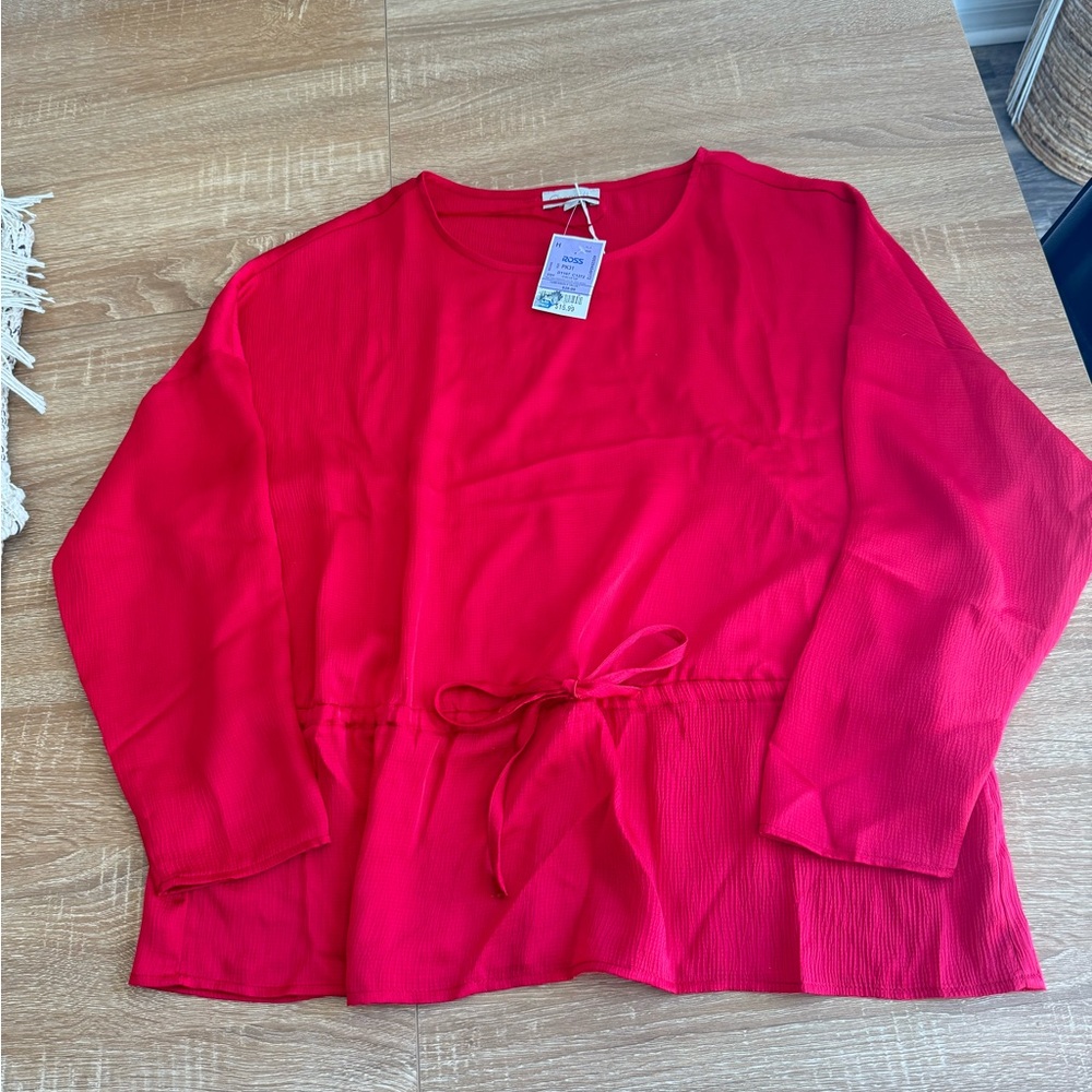 Chenault Vibrant Red Blouse with Waist Tie